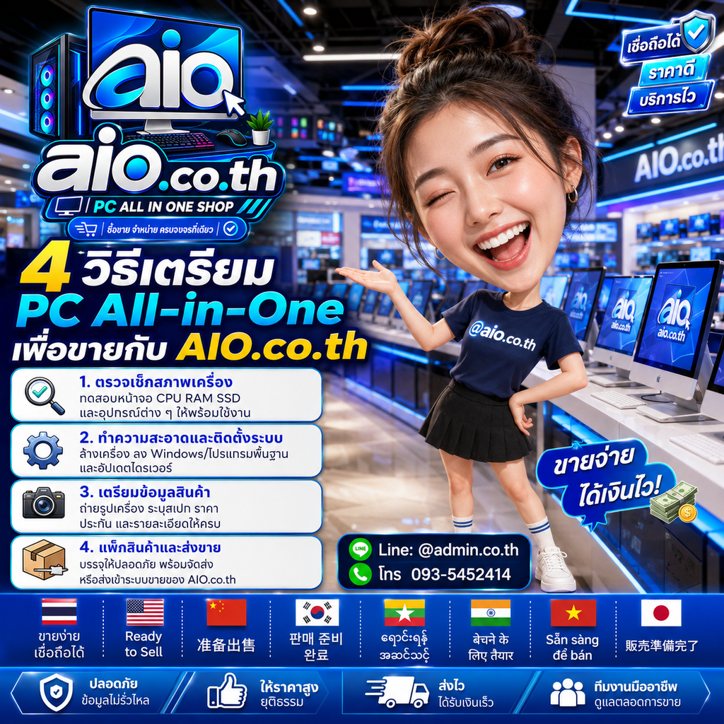 4 วิธีเตรียม Lenovo ThinkCentre M70a All In One ก่อนขายกับ AIO.CO.TH